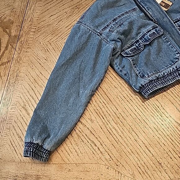 Denim hooded crop sherpa jacket size M NWT - Picture 3 of 13